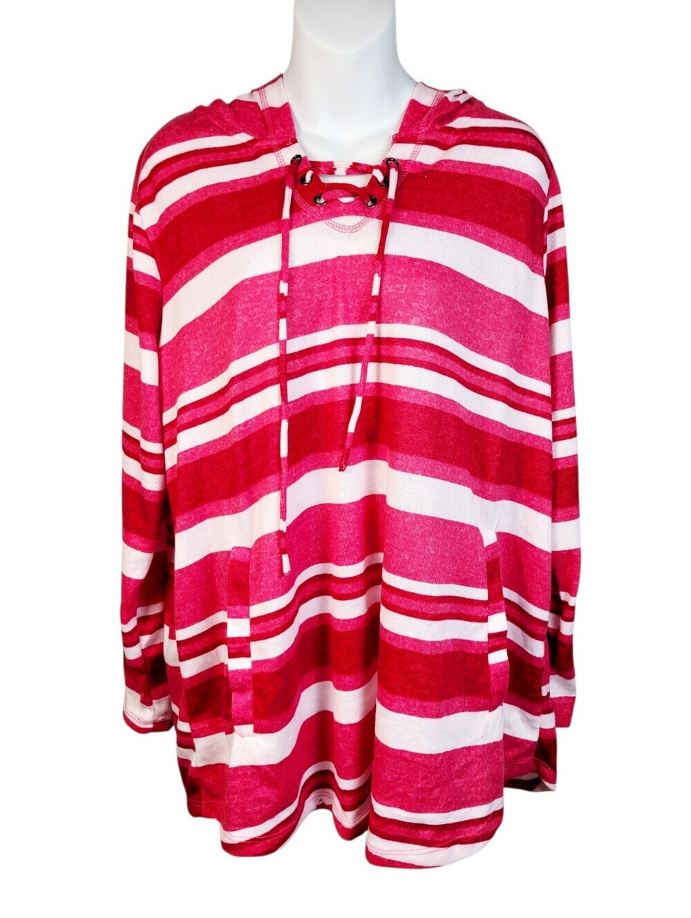 2/$20 MyStyle Pink & White Stripes Hoodie Top Size: 2XL